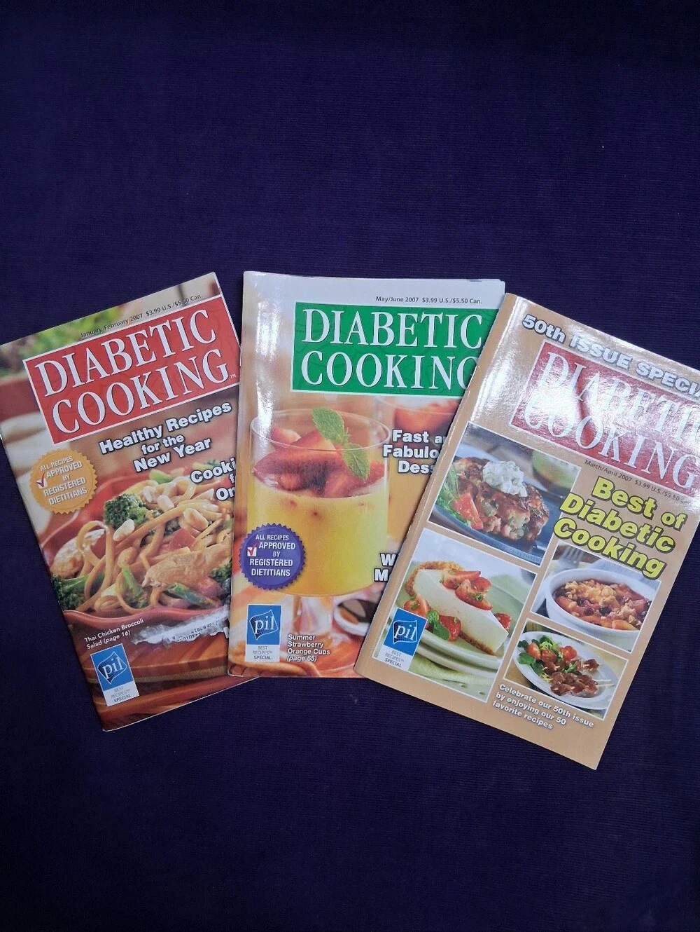 Diabetic Cooking Lot Including 2007 50th Special Issue Cookbook Recipe Booklets